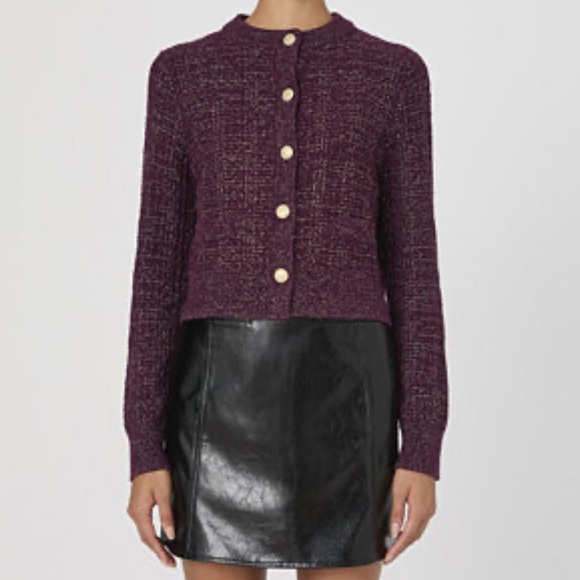 French Connection Metallic Tweed Knit Cardigan - Picture 6 of 6